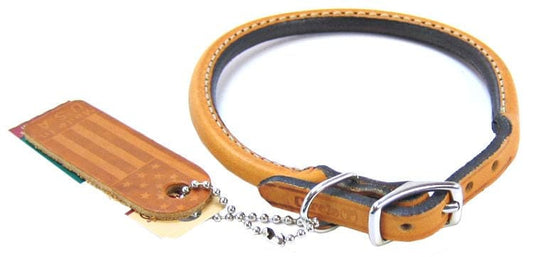 Circle T Oak Tanned Leather Round Dog Collar Tan Media 1 of 3