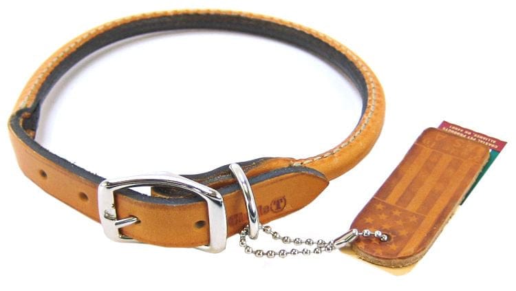 Circle T Oak Tanned Leather Round Dog Collar Tan Media 2 of 3