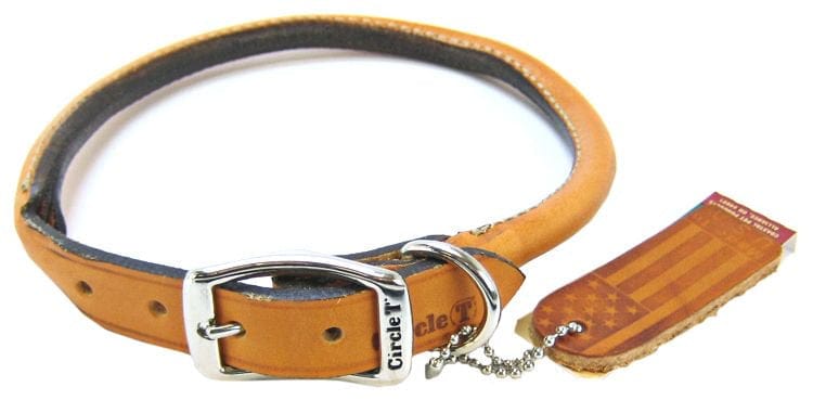 Circle T Oak Tanned Leather Round Dog Collar Tan Media 3 of 3