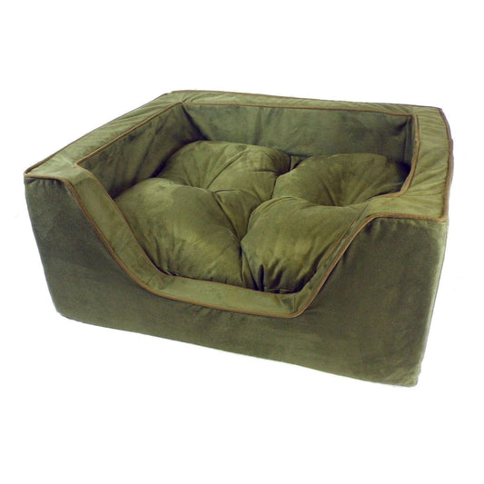 Snoozer SN-21481 Luxury Square Dog Pet Bed - Extra Large-Olive-Coffee (27.5 W x 23.5 D x 12 H)