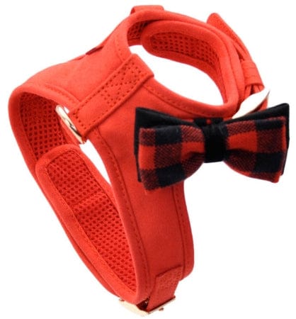 Coastal Pet Accent Microfiber Dog Harness Retro Red with Plaid Bow Media 1 of 2