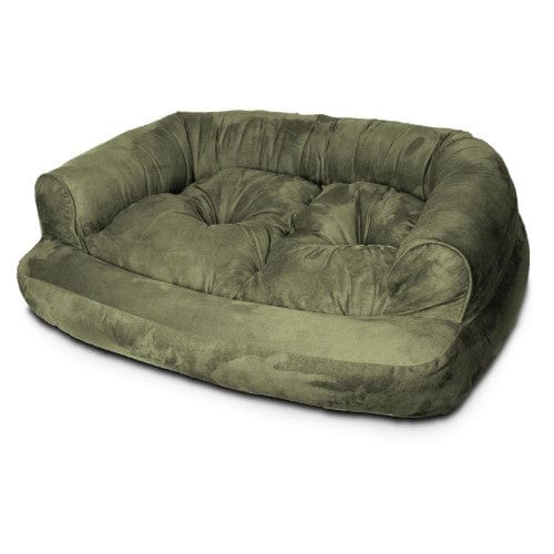 Snoozer Luxury Micro Suede Overstuffed Pet Dog Sofa Olive, X-Large, Green