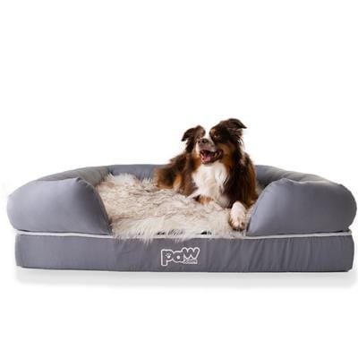 Paw Brands Pup Lounge Memory Foam Bolster Bed & Topper Dog Bed (X-Large - 44" L x 34" W x 10" H)