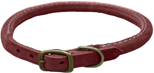 Circle T Rustic Leather Dog Collar Brick Red Media 1 of 2