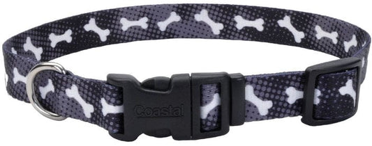 Coastal Pet Styles Nylon Adjustable Dog Collar Black Bones 1" W x 18-26" Long Media 1 of 2