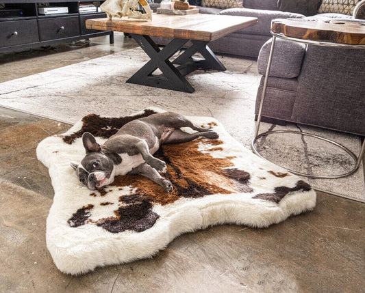Paw Puprug Animal Print Memory Foam Dog Bed Brown Faux Cowhide - Large