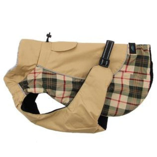 Alpine All-Weather Dog Coat- Beige Plaid X-Small to 5X-Large