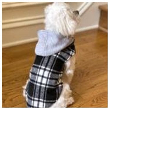 Weekender Dog Sweatshirt Hoodie - Black and White Plaid Flannel XS - XL