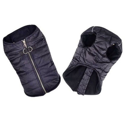 Zip-up Dog Puffer Vest - Black X-Small to X-Large