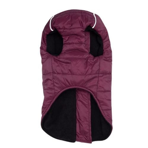 Zip-up Dog Puffer Vest - Burgundy X-Small to X-Large