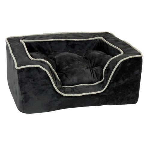 Snoozer SN-21387 Luxury Square Pet Dog Bed Large Black Herringbone - Large (23 W x 19 D x 12 H)