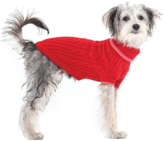 Fashion Pet Classic Cable Knit Dog Sweaters Red Media 1 of 12