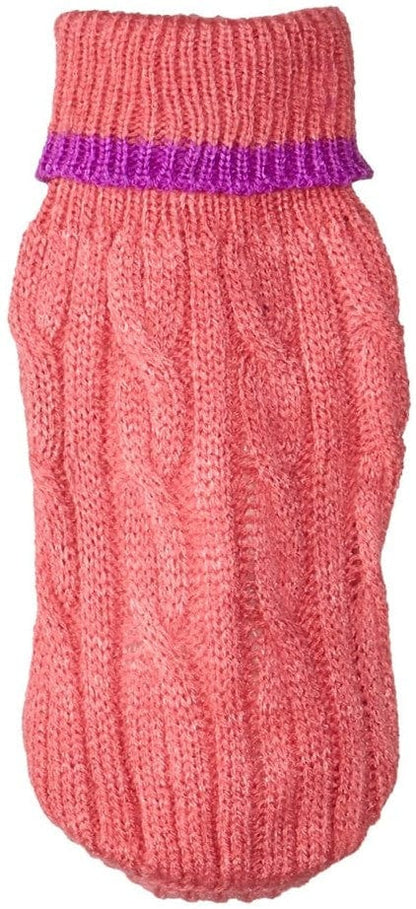 Fashion Pet Classic Cable Knit Dog Sweaters Pink Media 1 of 3