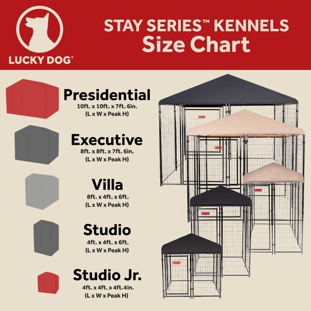 Lucky Dog STAY Series 4 x 4 x 6 Foot Black Roofed Steel Frame Studio Dog Kennel