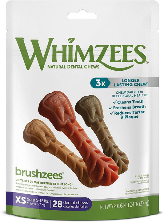 Whimzees Brushzees Natural Daily Dental Chews for Dogs X-Small Media 1 of 10
