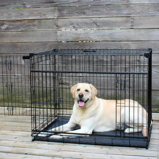 Lucky Dog Double-Door Dog Crate with Sliding Doors, 42" L X 28" W X 31" H, Large