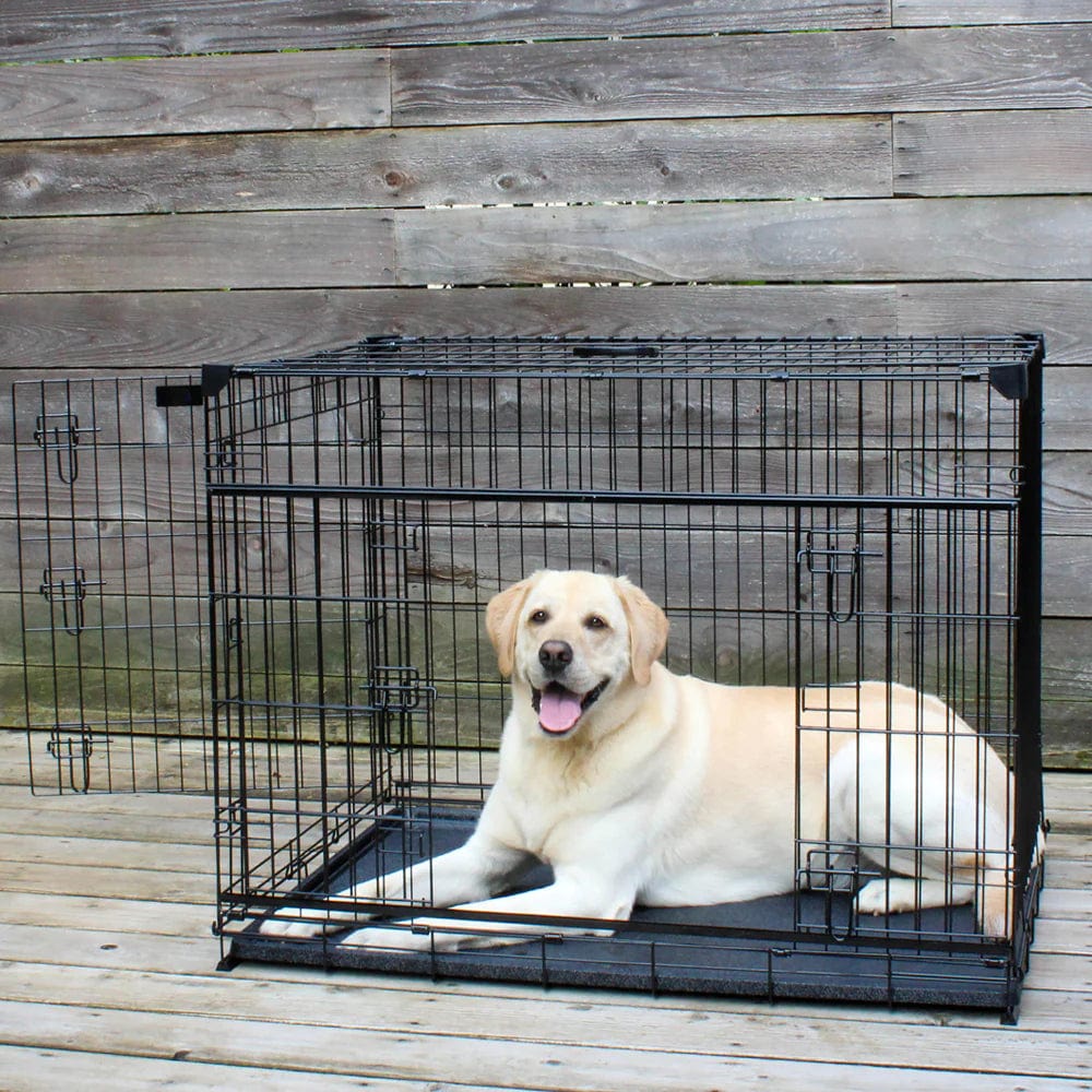 Lucky Dog Double-Door Dog Crate with Sliding Doors, 36" L X 23" W X 25" H, Medium