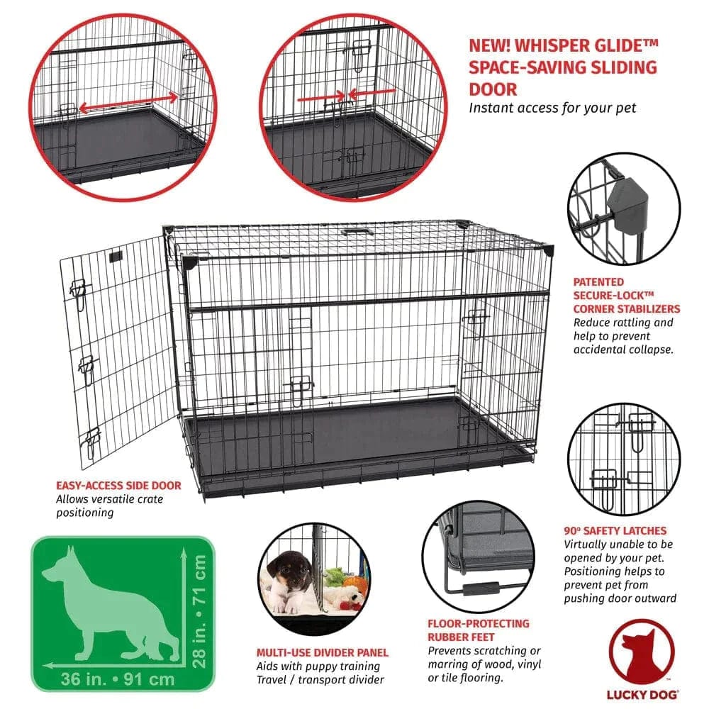 Lucky Dog Extra Large Double-Door Dog Crate with Sliding Doors, 54" L X 37" W X 40" H