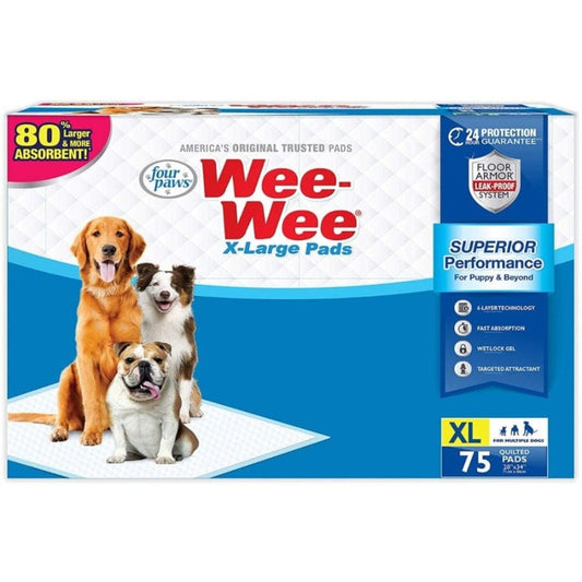 Four Paws Wee Wee Dog Pee Pads Extra Large | 75 Count | Puppy Training