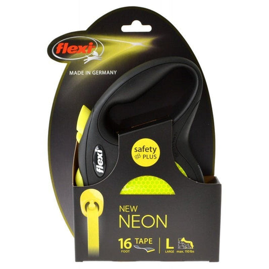Flexi Neon Nylon Tape Reflective Retractable Dog Leash, Large: 16-ft Long