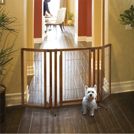 Richell Premium Plus Freestanding Pet Gate with Door Brown 34 - 63" x 26 - 20.5"