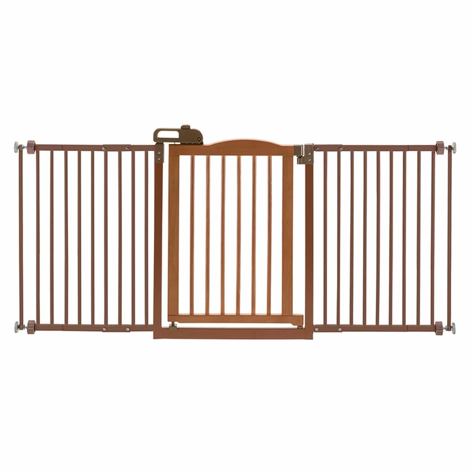 Richell One-touch Wide Pressure Mounted Pet Gate Ii Brown 32.1" - 62.8" X 2" X 3