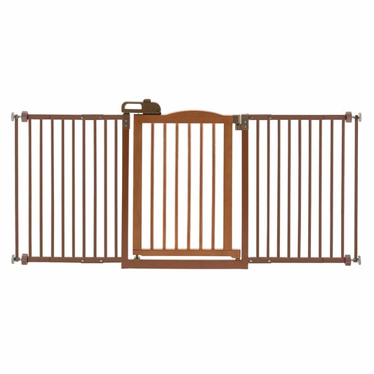 Richell One-touch Wide Pressure Mounted Pet Gate Ii Brown 32.1" - 62.8" X 2" X 3