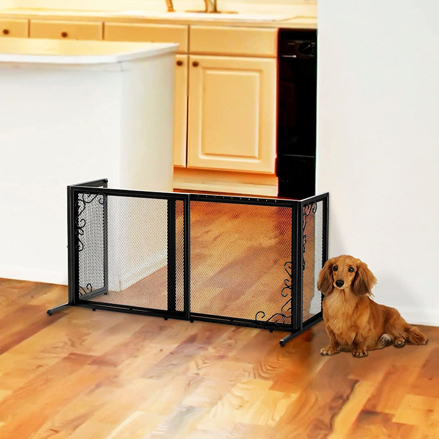 Richell Freestanding Antique Bronze Metal Mesh for Dogs, 40" L X 18" W X 20" H,