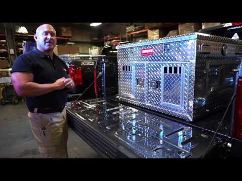 Owens Dog Box 55057W Pro Hunter Series Double Compartment With Bottom Drawer Tall All Seasons Vents Diamond Tread Aluminum - 55057W